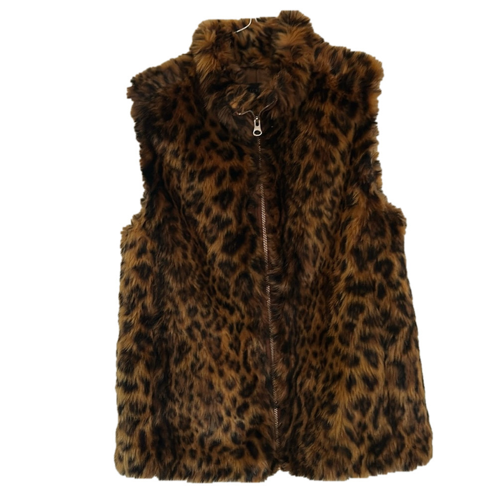 🌿J. Crew animal print fur vest, size XXS🌿